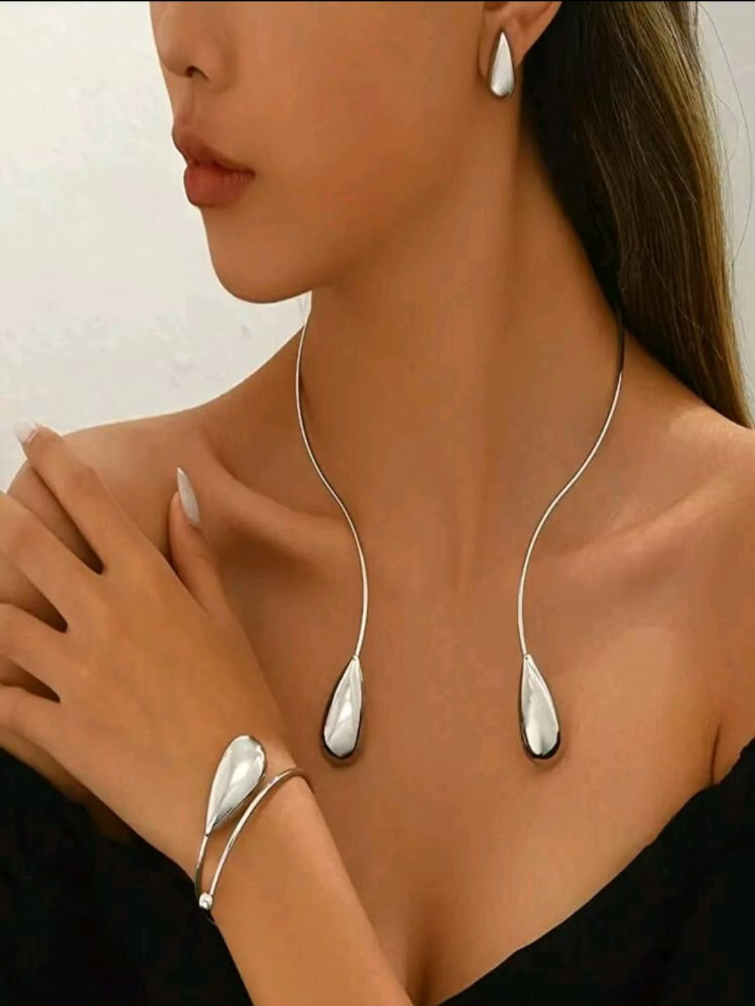 Wholesale Punk style alloy water drop pendant necklace